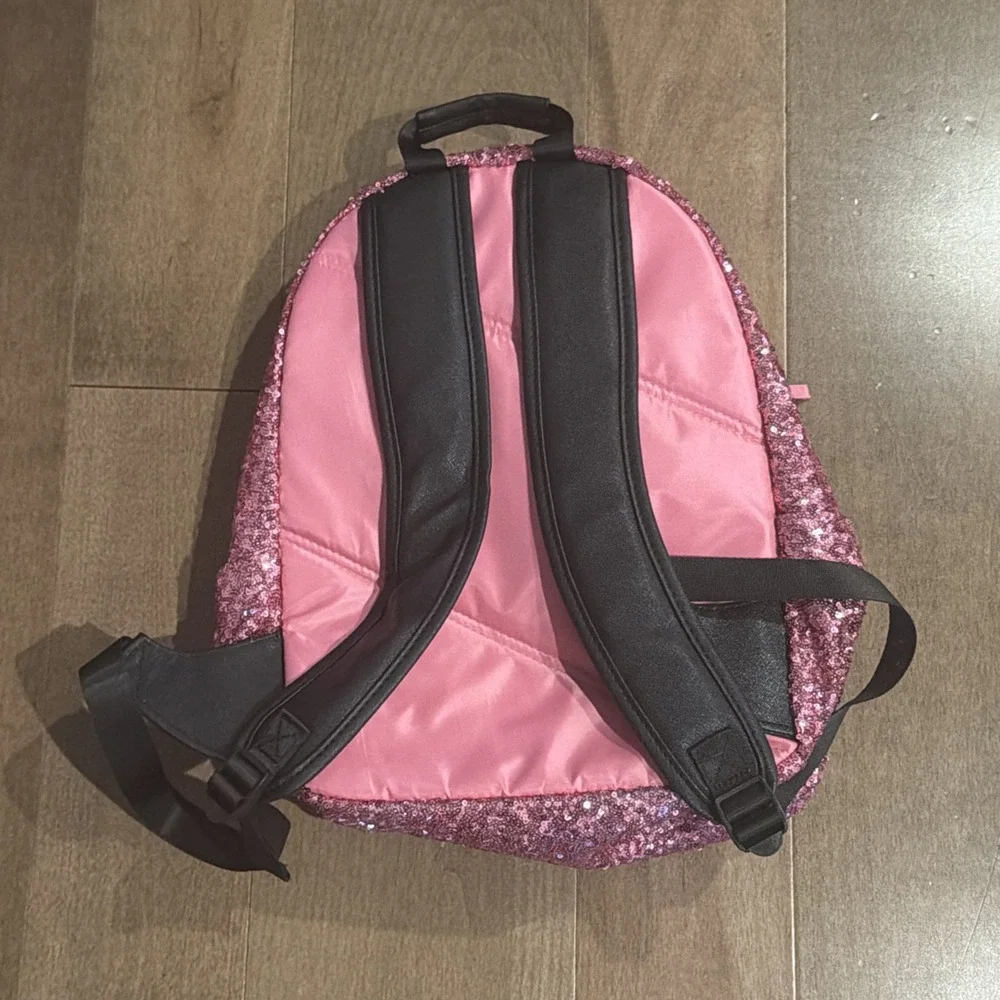 Disney Minnie Mouse Pink Sequin Backpack 3D Mouse Ears Polka Dot Bow